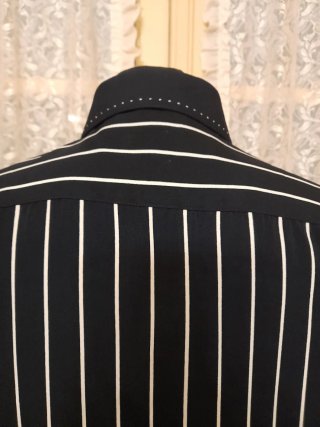 Camicia uomo seta righe blu/bianco