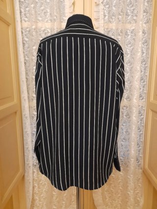Camicia uomo seta righe blu/bianco