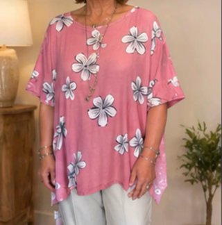 Maglia rosa con fiori