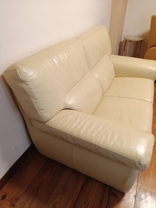 Sofá 3 plazas piel vacuno beige