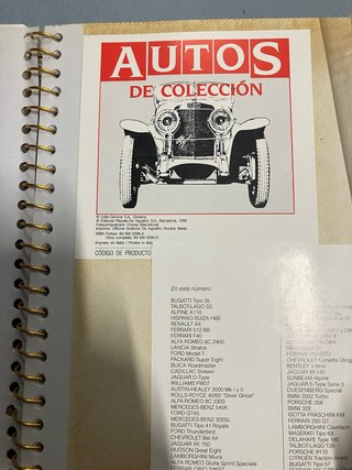 Lote Fichas Autos de Colección 1992