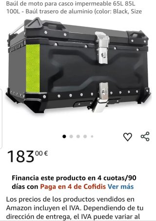 Baúl moto 65L Negro 2 Cascos (Nuevo)