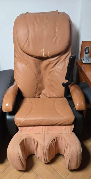 Sillón Masaje Cuero Marrón