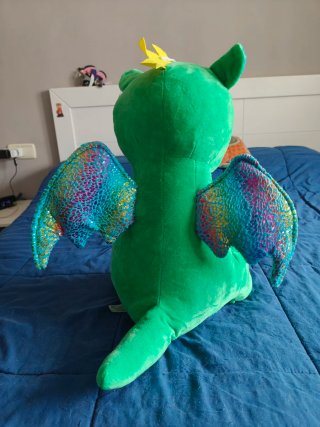 Peluche Dragón Verde Grande con Etiqueta