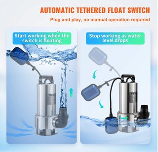 Bomba aguas sucias sumergible VEVOR 1300W 1.75HP