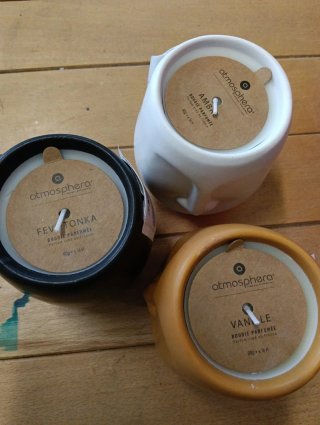 Trio candele decorative viso ceramica