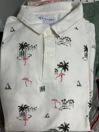 Camisa Polo Primark Estampada Flamencos Talla S