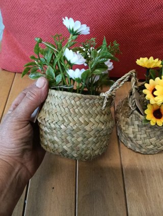 Coppia Cestini con Fiori Finti