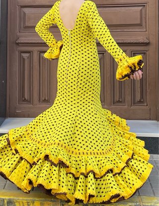 Traje de Flamenca Amarillo Perforado T.34-36