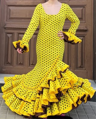 Traje de Flamenca Amarillo Perforado T.34-36