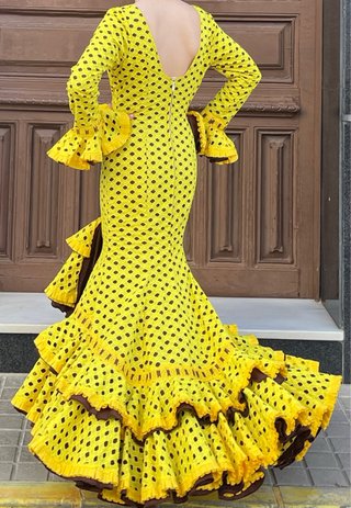 Traje de Flamenca Amarillo Perforado T.34-36