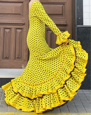 Traje de Flamenca Amarillo Perforado T.34-36