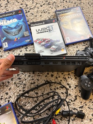 Playstation 2 slim with 2 controllers and 15 games