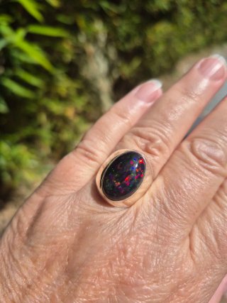 Anillo Ópalo Negro Multicolor