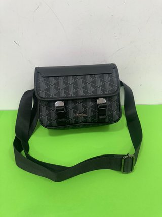 Borsa a tracolla nera stampata da uomo