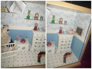 Casa de muñecas miniaturas habitación bebé Vintage