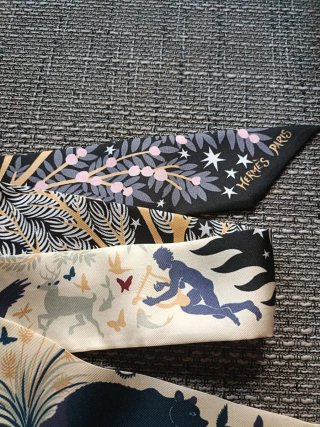Pañuelo Twilly Hermes Beige y Negro