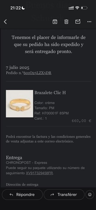 Pulsera hermes chic nueva