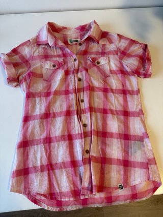 Camisa Roxy cuadros rosa manga corta