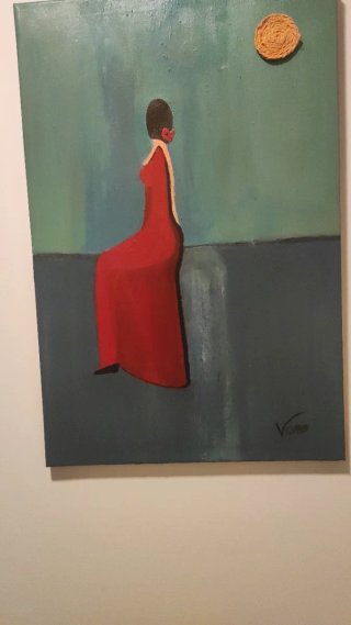 Cuadro mujer vestida de rojo