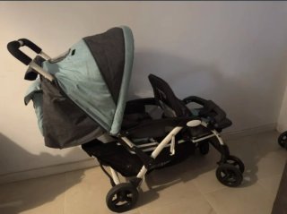 Carro gemelar azul y gris