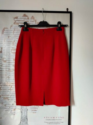 Minigonna Rossa Vintage Lana Vergine XS