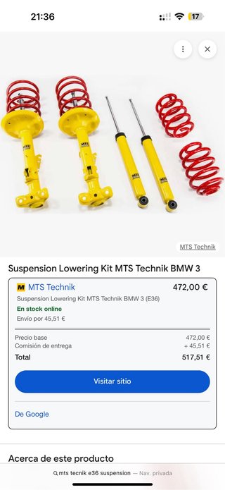 Kit Suspensión MTS Technik BMW E36