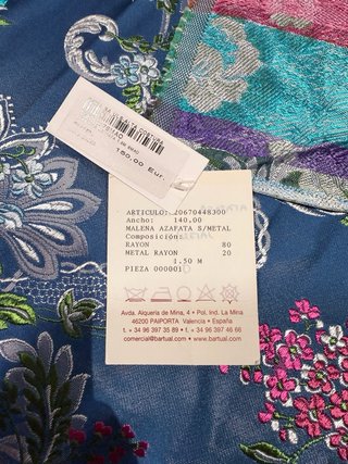 Tela fallera 1,50m azul y rosa
