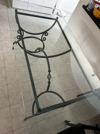 Mesa comedor cristal y metal