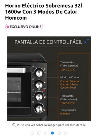 Horno Eléctrico Portátil Negro