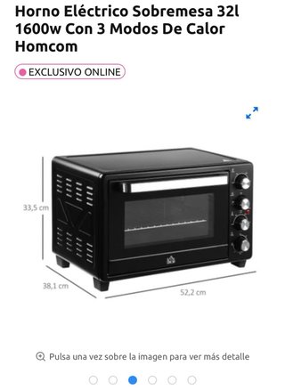 Horno Eléctrico Portátil Negro