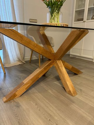 Mesa Comedor de cristal y roble