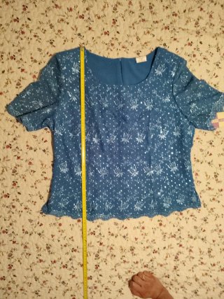 Blusa fiesta lentejuelas azul y plata