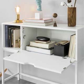 Mueble recibidor blanco metal y madera