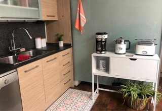 Mueble recibidor blanco metal y madera