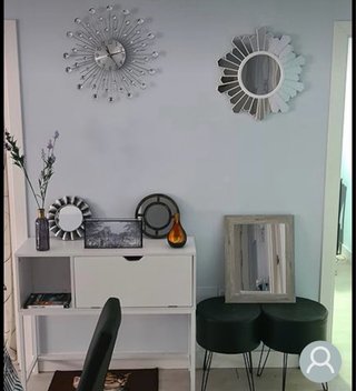 Mueble recibidor blanco metal y madera