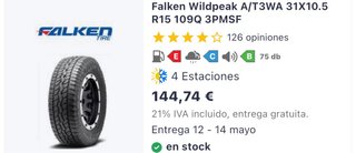 4 neumaticos 450 eur todos, FALKEN WILDPEAK A/T