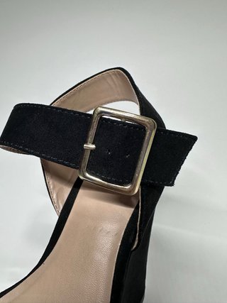 Sandalias de cuña negras de ante