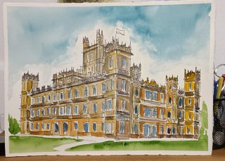 Acquarello Castello Highclere Downton Abbey