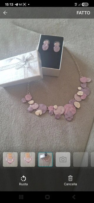 Collana e orecchini rosa e argento