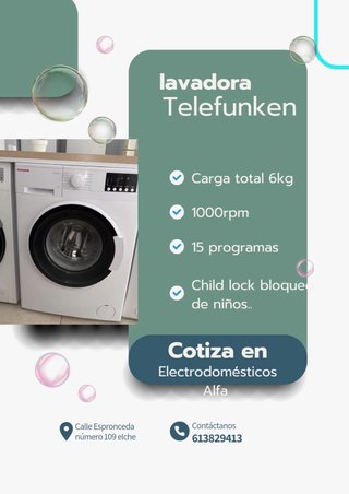 Lavadora Telefunken 6kg 1000rpm