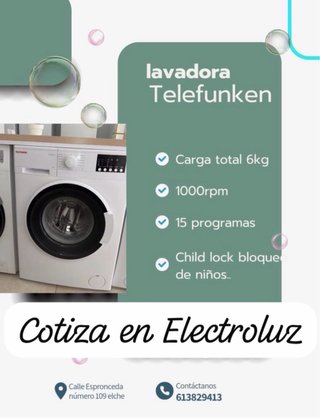 Lavadora Telefunken 6kg 1000rpm