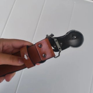 Cinturón bebilla moto de cuero sintético marrón