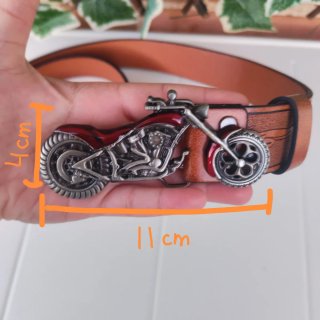 Cinturón bebilla moto de cuero sintético marrón