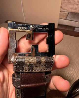 Cintura Fendi FF Logo Blu/Marrone