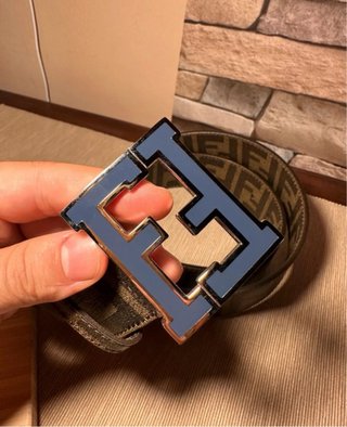 Cintura Fendi FF Logo Blu/Marrone