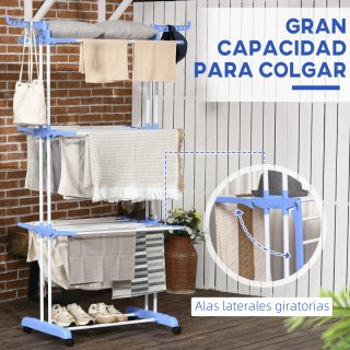 Tendedero Plegable Azul y Blanco