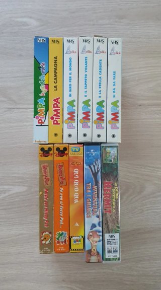 Lotto VHS Cartoni Animati Pimpa, Disney, Kermit