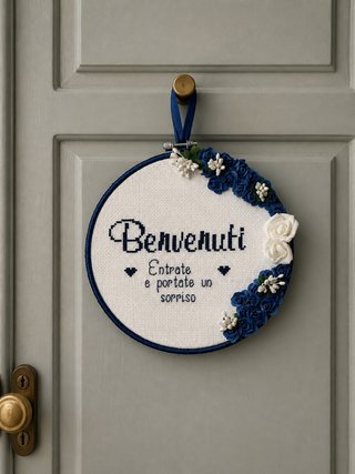 Fuori porta ricamato a mano Benvenuti
