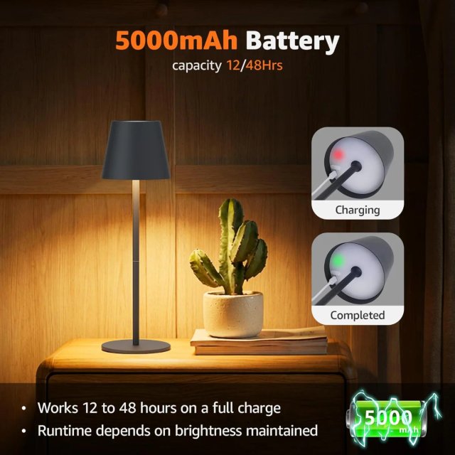 Lámpara Mesa LED Recargable Aipsun Gris